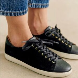 Sézane Jack Trainers in Black Bi-Material, FR 42 (US 11)